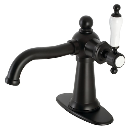 Kingston Brass KSD154KLMB Single-Handle Bathroom Faucet with Push Pop-Up, Matte Black KSD154KLMB